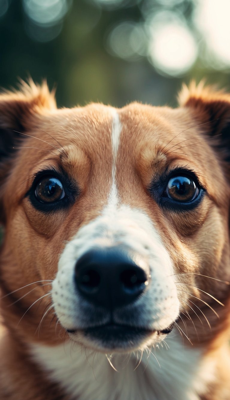 A close-up of a dog's eyes filled with curiosity and warmth, capturing the essence of their adorable and endearing nature