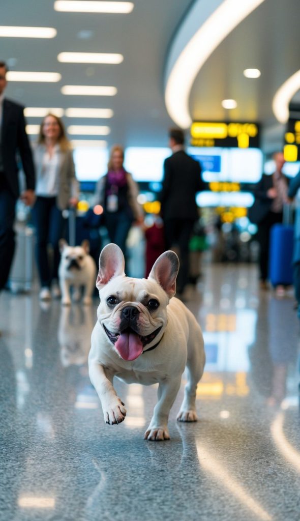 french bulldog in an aiport
