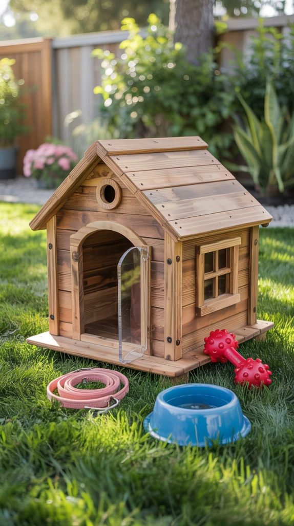 A vinyl door flap helps keep your dog warm by blocking cold air from entering the dog house. It lets your pet come and go easily while protecting them from wind and drafts.